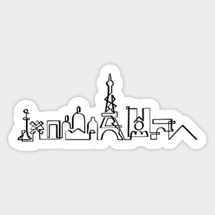 Paris Skyline in onedraw Sticker